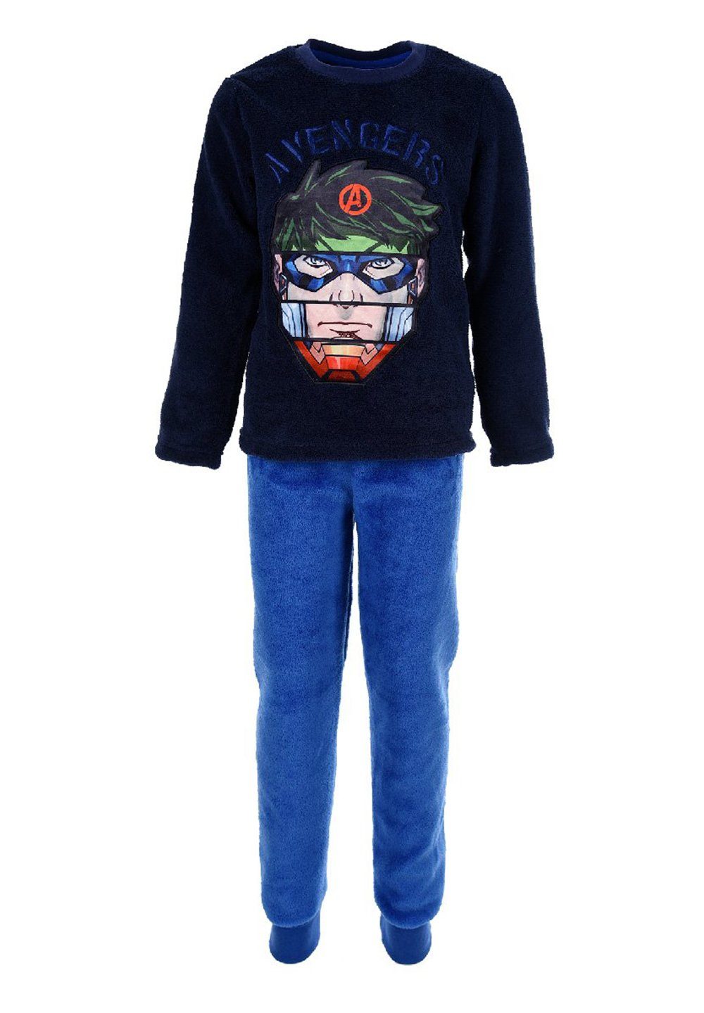 The AVENGERS Schlafanzug Ironman Hulk Thor Captain America Kinder Jungen Fleece Pyjama langarm Nachtwäsche Dunkel-Blau