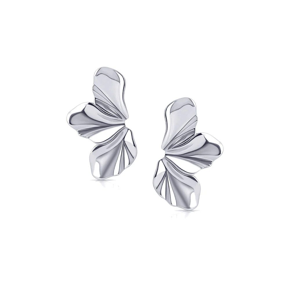 CLASSYANDFABULOUS Jewelry Ohrring-Set Sculptural Flow Earrings - Silber