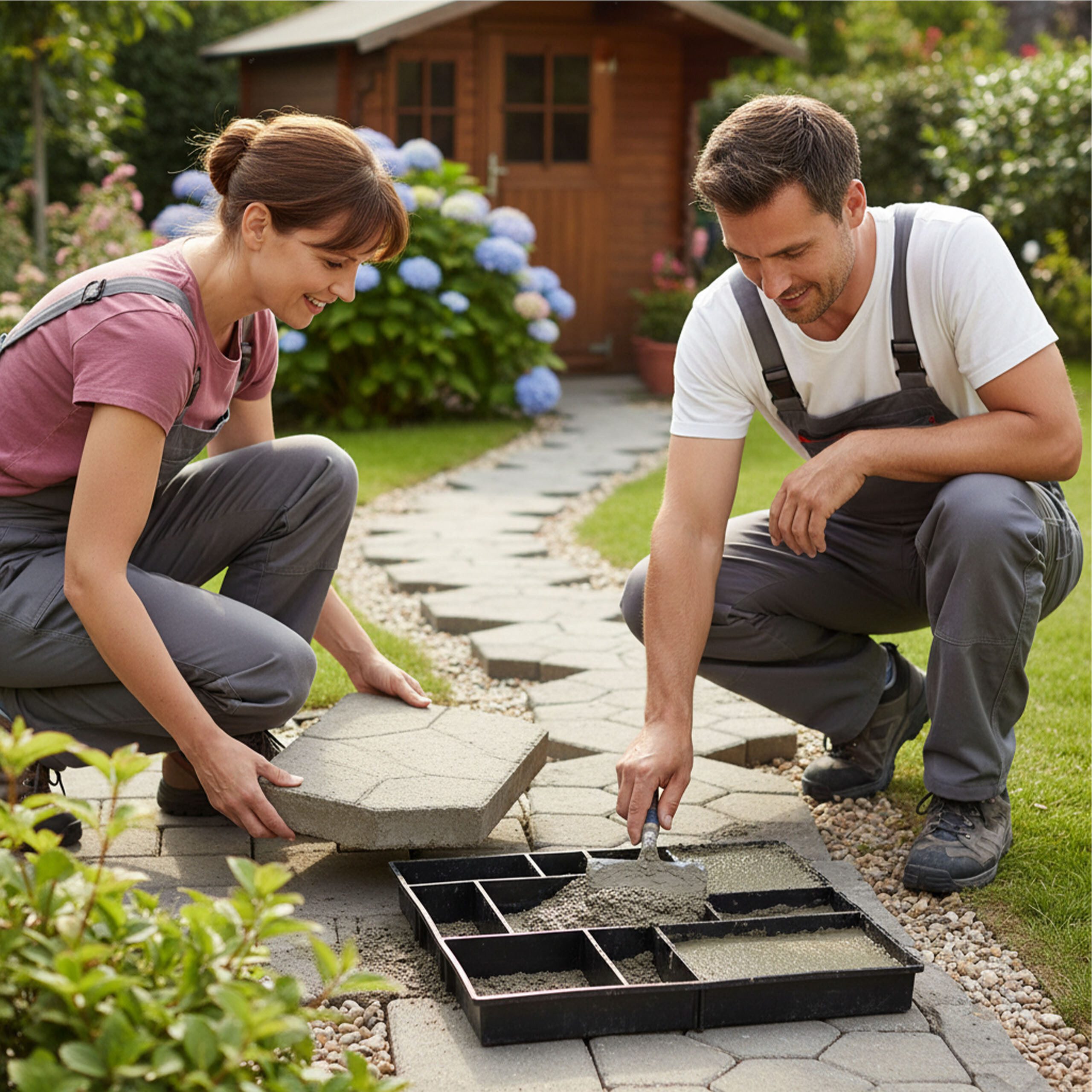 relaxdays Leichtbeton-Bauplatte Pflasterform 2er Set 40 x 45 cm, (2-St)