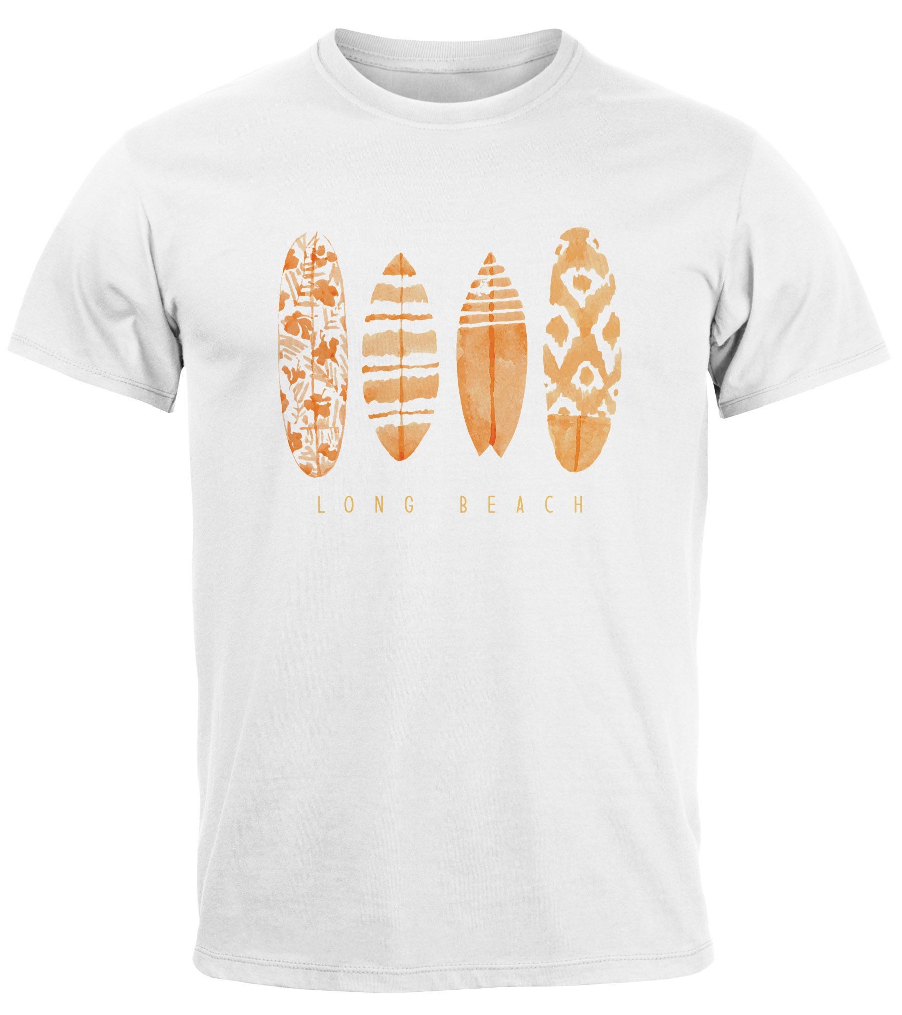 Neverless Print-Shirt Herren T-Shirt Surfing Fashion Aufdruck Long Beach Su günstig online kaufen
