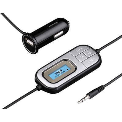 Hama FM Transmitter Display Klinke Auto-Radio AUX KFZ-Transmitter 3,5-mm-Klinkenanschluss zu 3,5 mm Klinke, Handy MP3-Player Kfz Adaper Auto-Scan