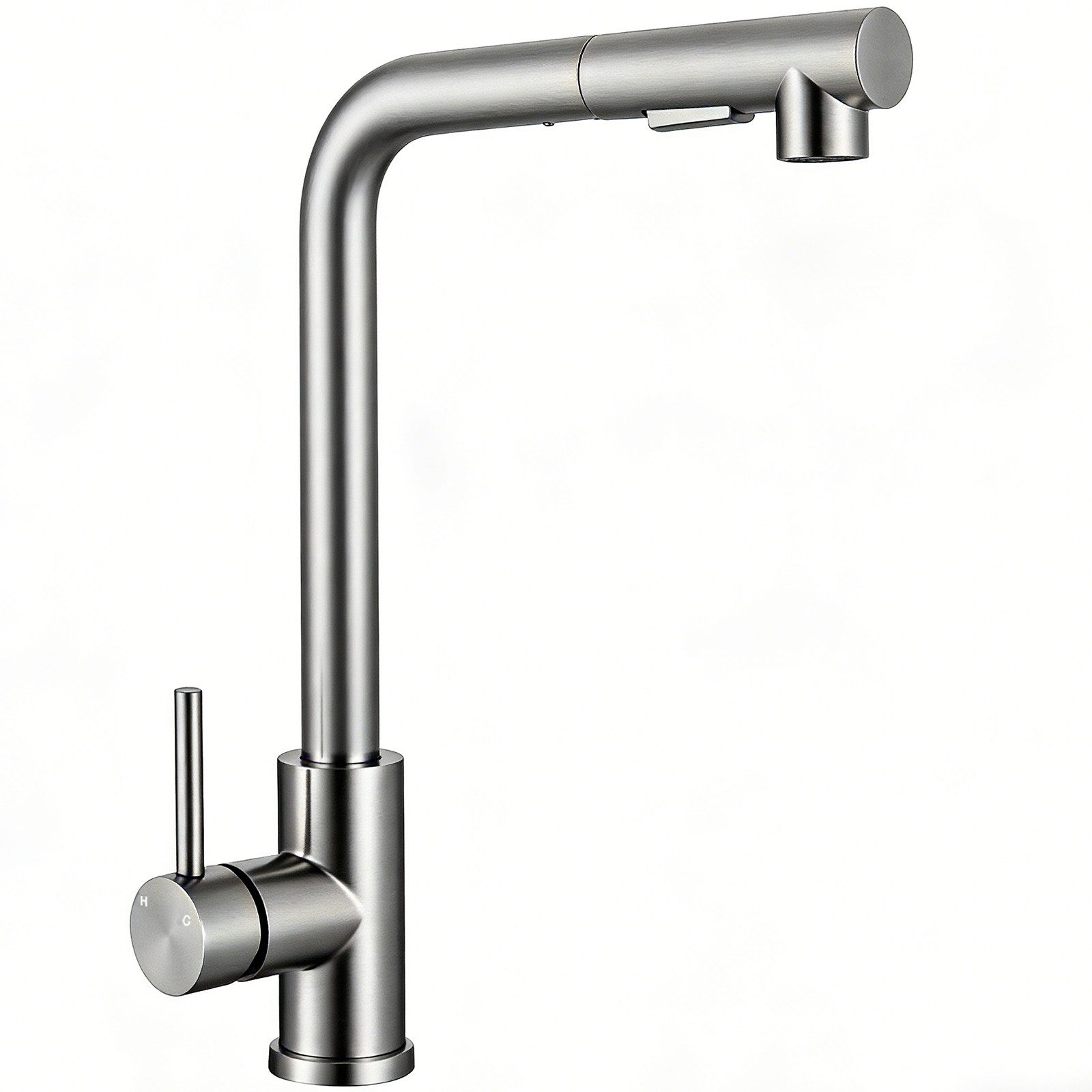 AICA Küchenarmatur Wasserhahn Küche Hochdruck, 360° schwenkbar & ausziehbar, Edelstahl mit 2 Strahlarten, 40cm Auszug & Mischbatterie für alle Spülbecken