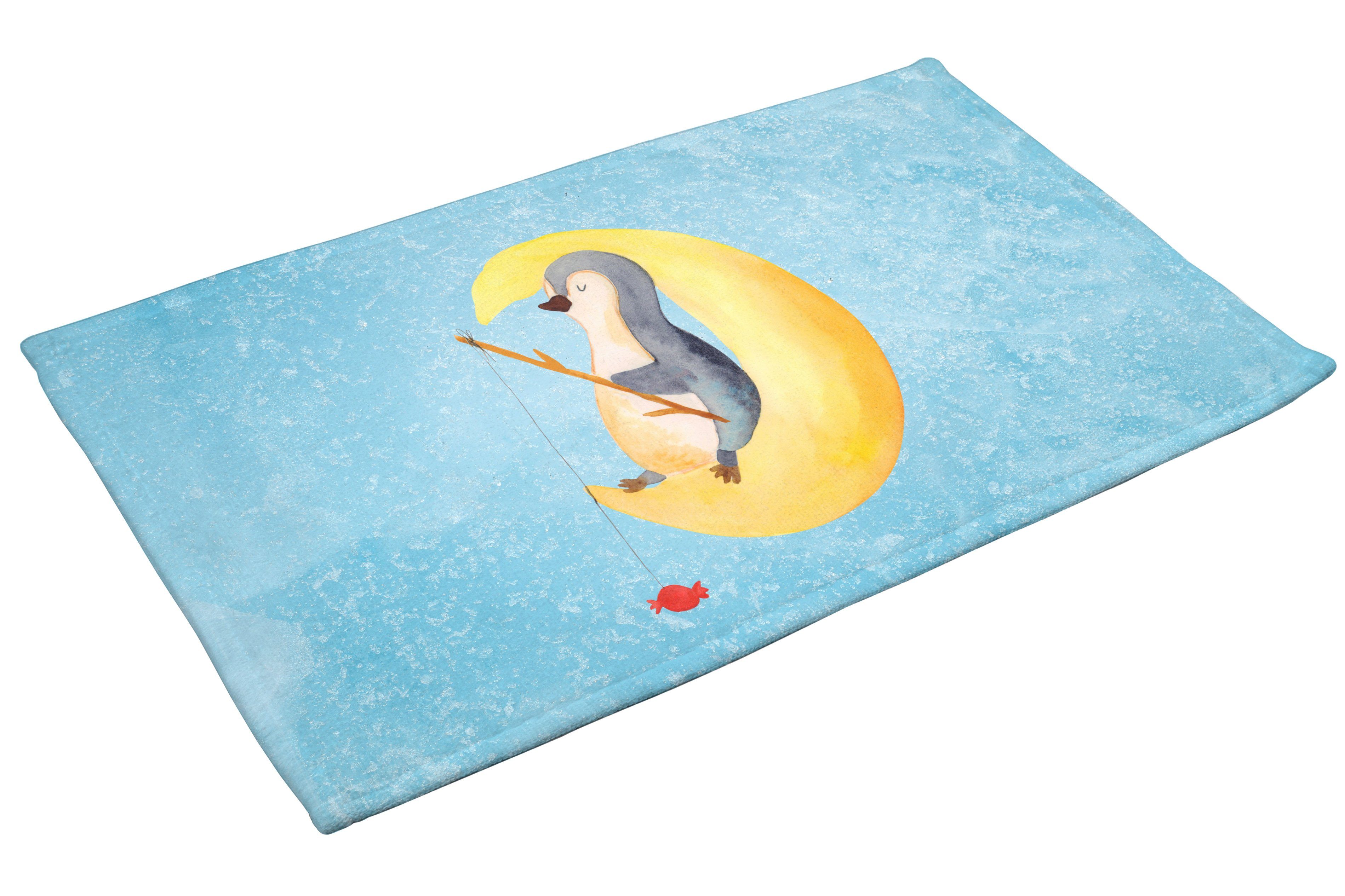 Mr. & Pinguin, - Pinguin Mond Handtuch Eisblau - Geschenk, Gästezimmer, Mrs. (1-St) Panda Schlafzimmer