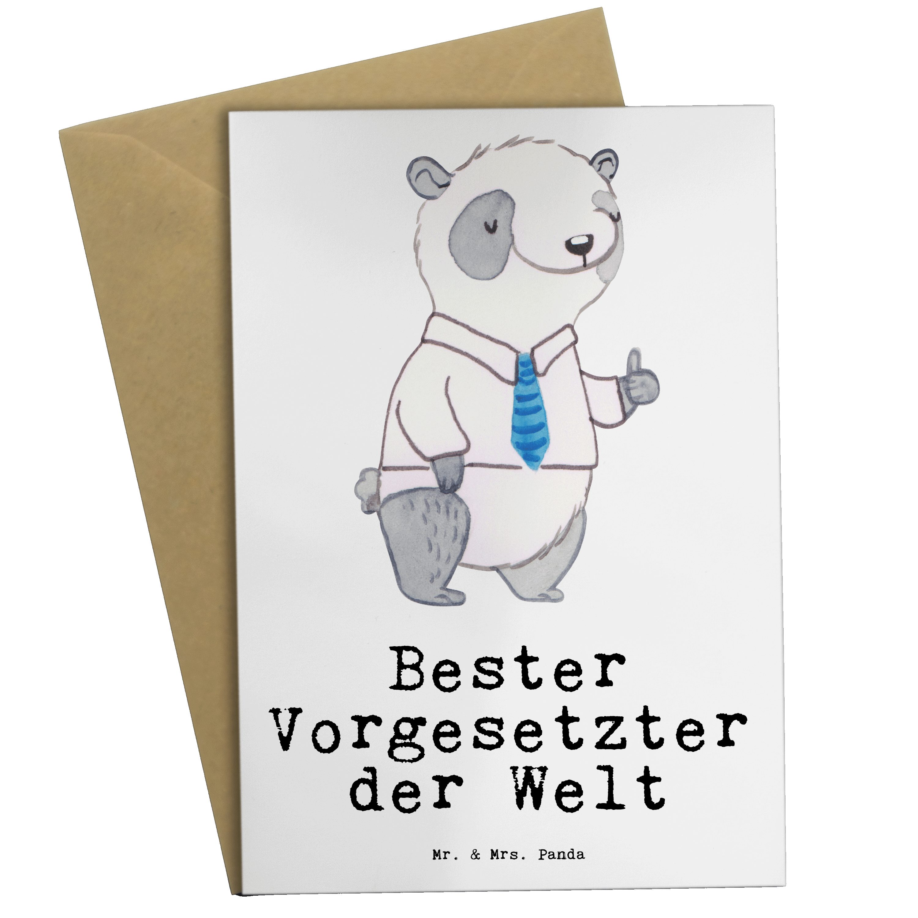 Mr. & Mrs. Panda Grußkarte Panda Bester Vorgesetzter der Welt - Weiß - Geschenk, Geburtstagskart