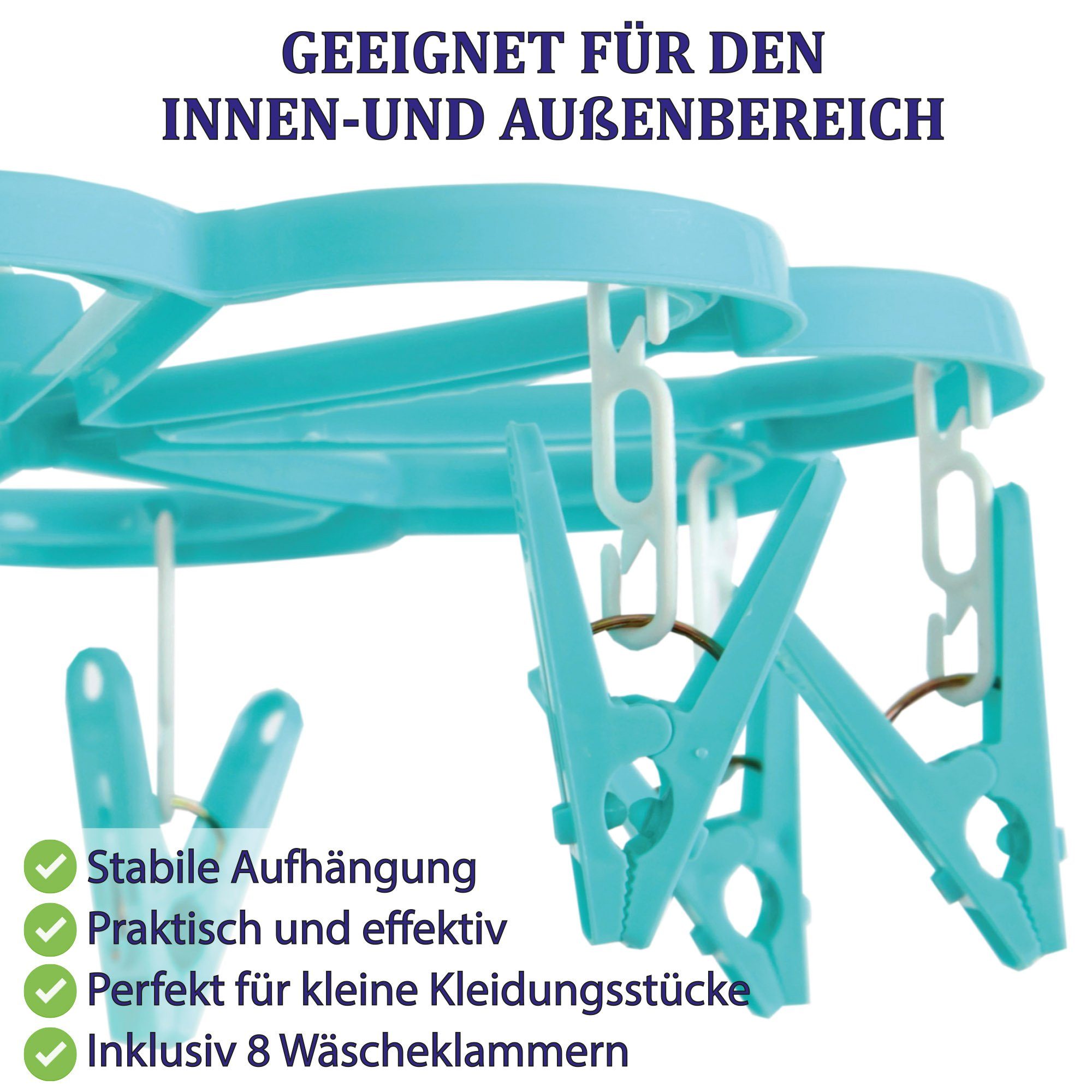 Bestlivings Wäscheständer HT-04753, 4 Stück - 13 Klammern - Mini Wäschespinne zum Aufhängen