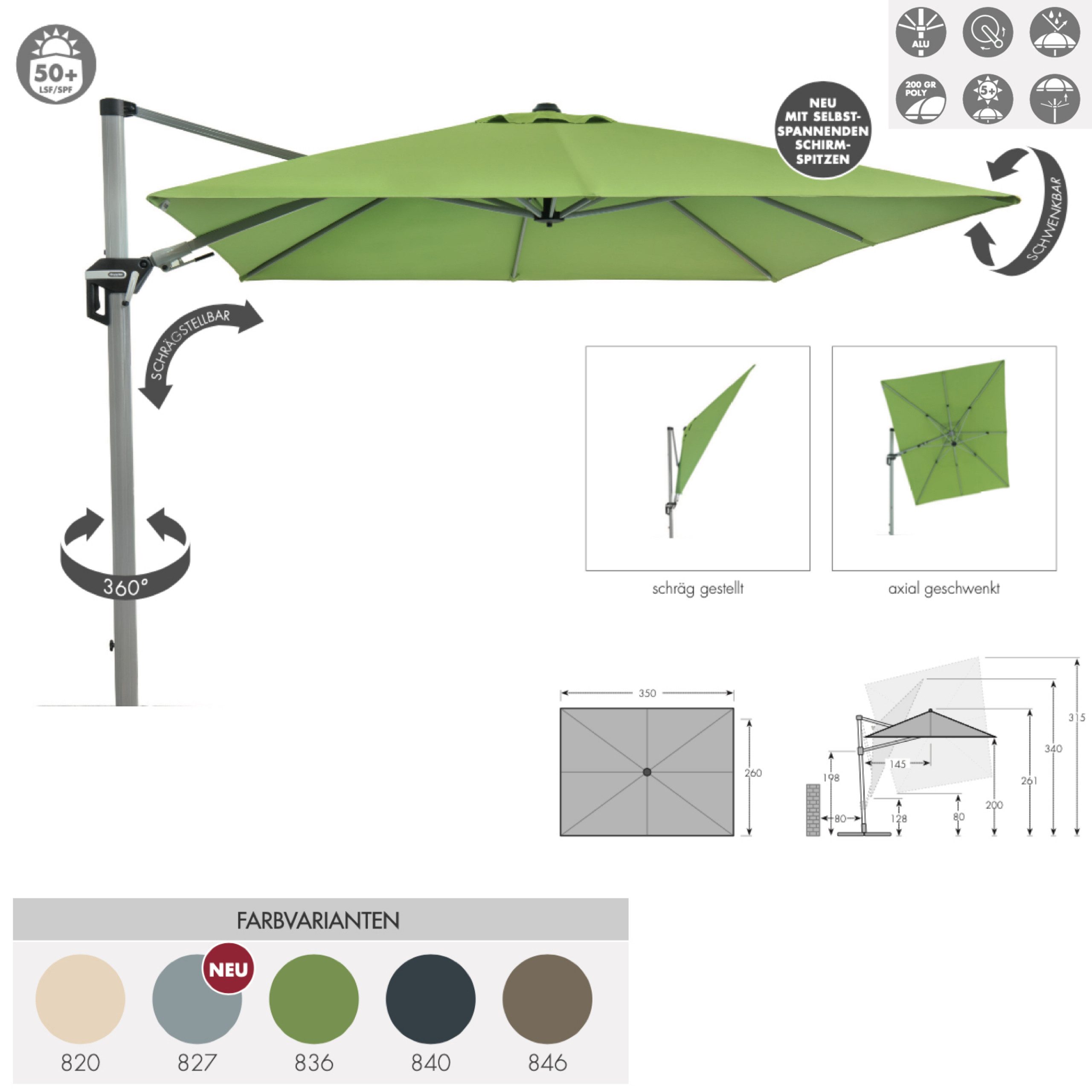 doppler® Sonnenschirm Doppler ACTIVE II Pendelschirm 350 x 260