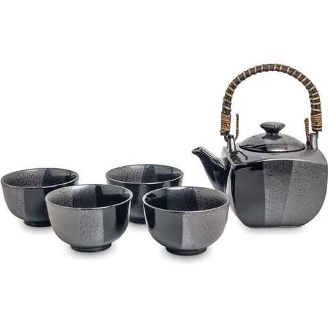 SHUAIVIBES Teeservice Japanisches Teeset für Teezeremonie Teekanne und Tassen Teeservice, 4 Personen, Japanische Tee Keramik