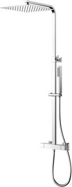 YOOZENA Duschsystem mit Thermostat Regendusche mit armatur, Duscheset, mit - 25 X 25 CM Kopfbrause - Duschkopf mit Schlauch und Halterung