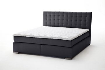 möbelando Boxspringbett Lenno, Boxspringbett Lenno mit Kunstleder schwarz, Liegefläche 160x200 cm, Kopfteil gesteppt, Metallfüße gebürstet