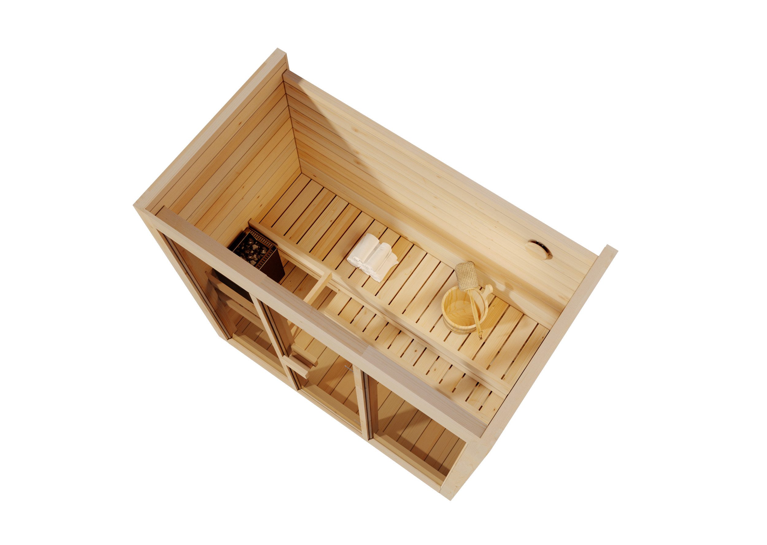 FinnTherm Sauna Innensauna Kuuma M, BxTxH: 199 x 111 x 213 cm, 42 mm, in Naturbelassen Inkl. Fußboden