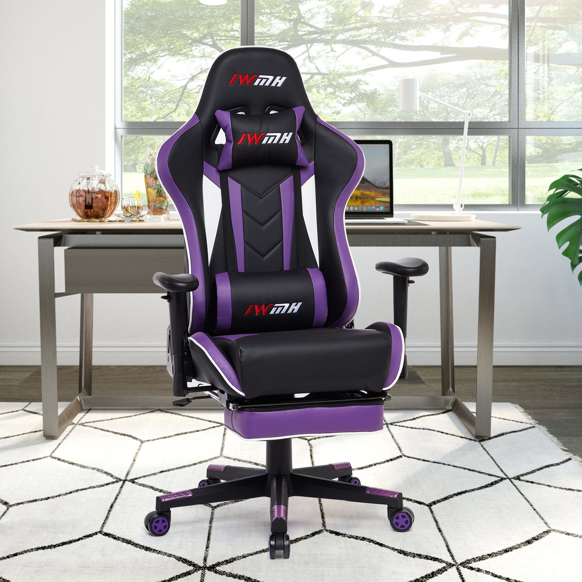 WM Heart Gaming-Stuhl Bürostuhl Intimate Versenkbarer mit Ergonomischer Fußstütze Lila