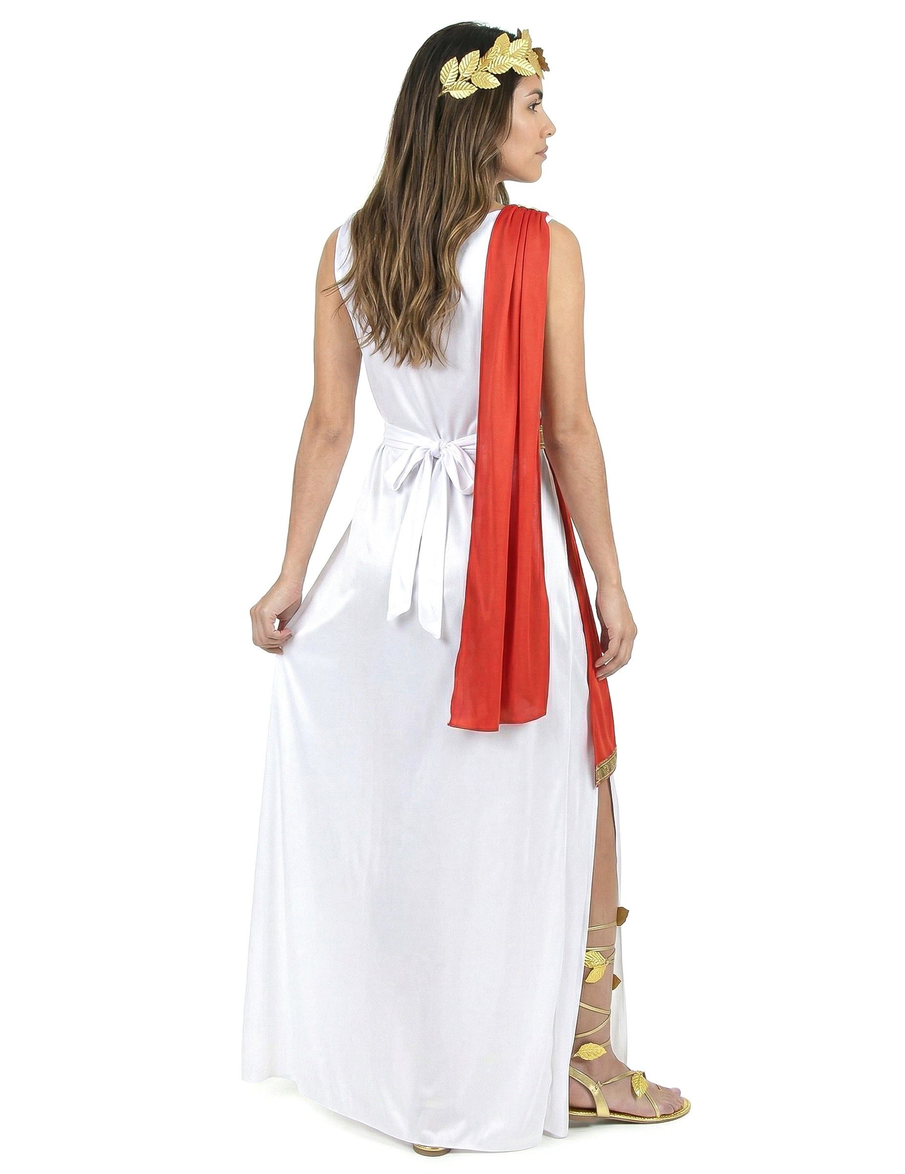 JADEO Kostüm Elegante Göttin-Damenkostüm Antike weiss-rot-gold