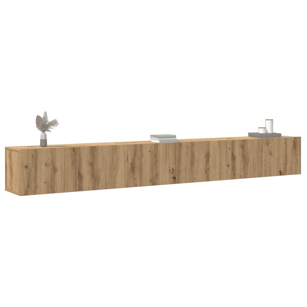 vidaXL TV-Schrank 3-tlg. TV-Schrank-Set Wandmontage Artisan-Eiche Holzwerkstoff (3-St)