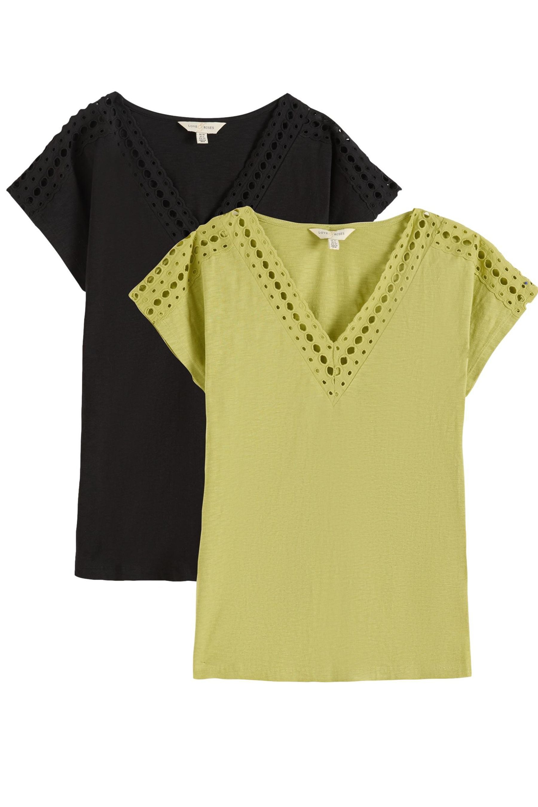 Love & Roses V-Shirt Love & Roses T-Shirt aus Jersey mit V-Ausschnitt (2-tlg)