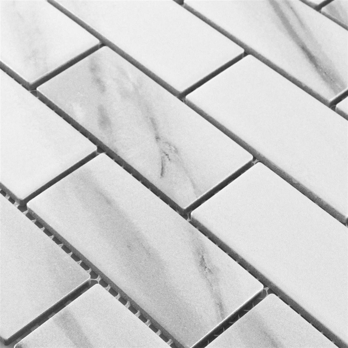 Mosafil Mosaikfliesen Keramik Mosaik Fliesen Haward Steinoptik, Keramik 29.100x29.600, weiß-grau-carrara, Verlegefertig auf ein Netz geklebt - Frostsicher - Wasserfest