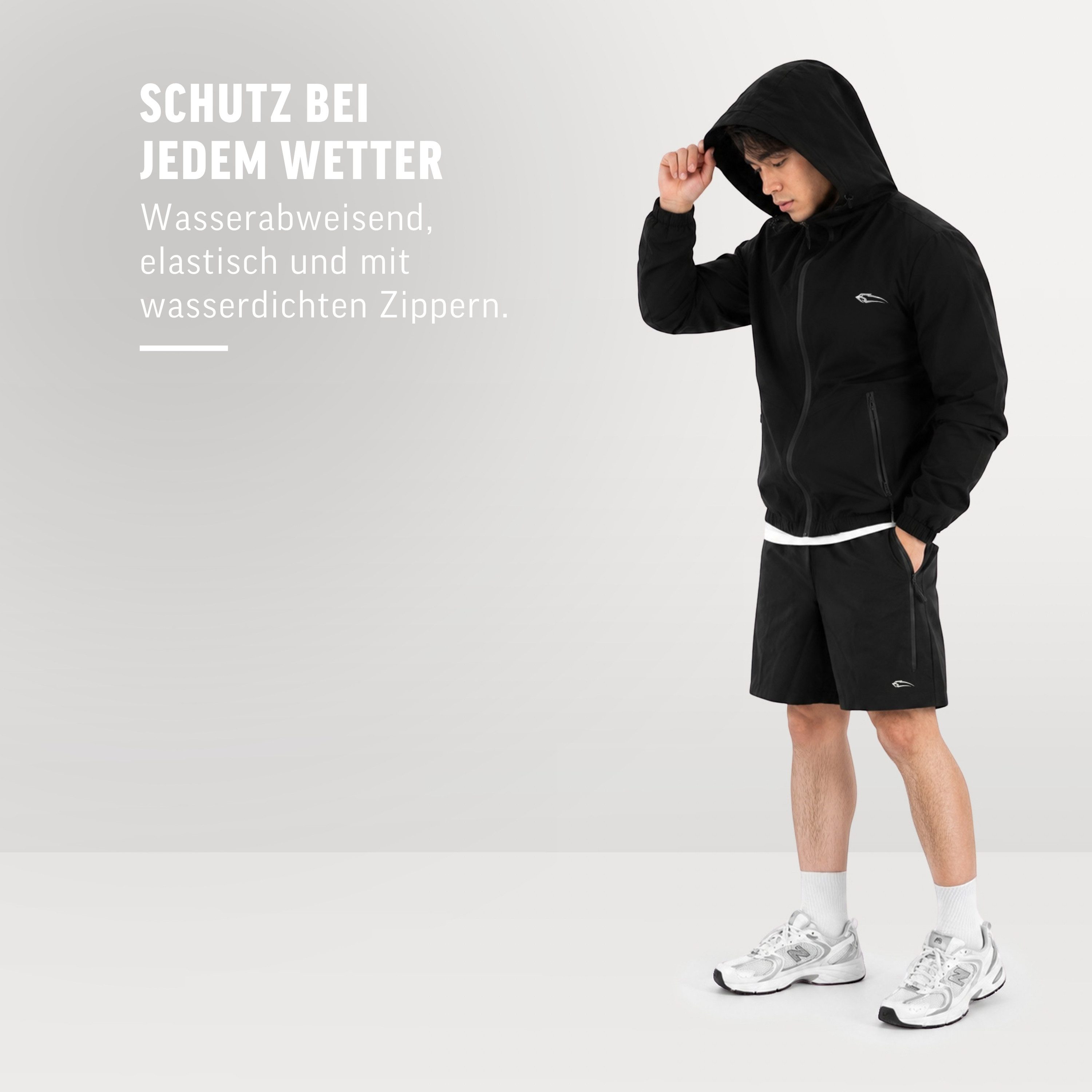 Smilodox Outdoorjacke Lorenzo Windbreaker, Wasserabweisende Übergangsjacke mit Kapuze elastisch, Kapuze, Belüftungsöffnungen, verstellbarer Saum – Bild 3 von 5