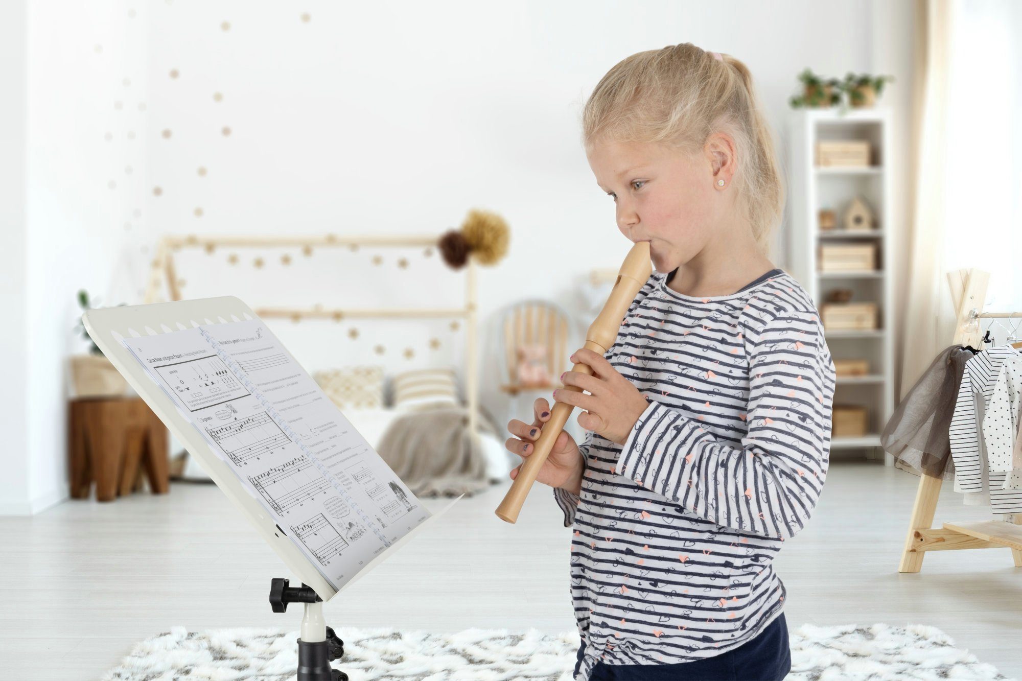 Classic Cantabile Blockflöte Stella aus edlem Ahorn C-Sopran Deutsch, Stella Set, Inklusive Grifftabelle, Etui, Korkfett & Wischerstab, 2-teilige Konstruktion
