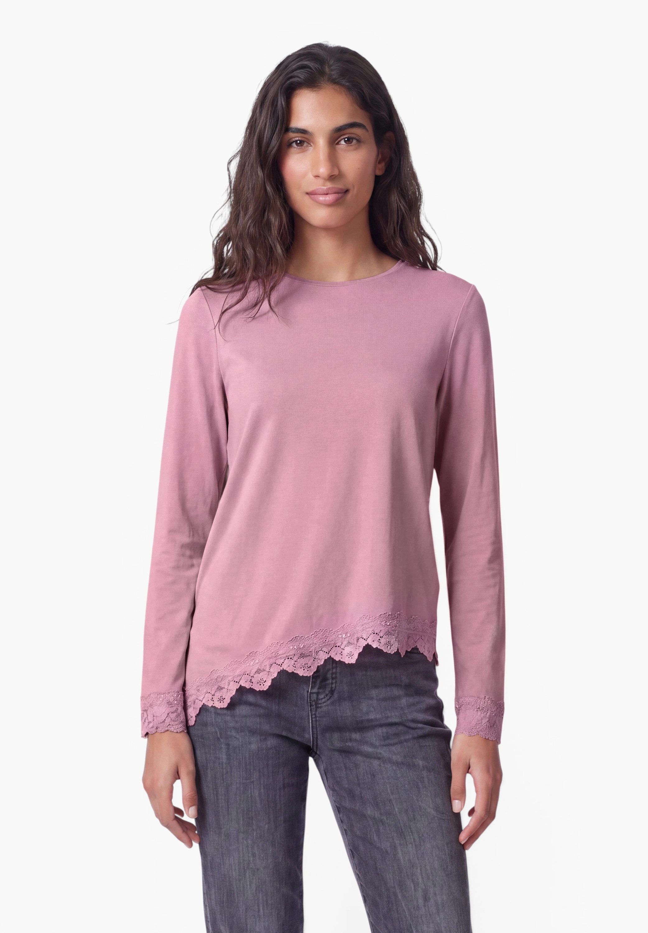 STREET ONE STUDIO Langarmshirt mit Spitzendetails