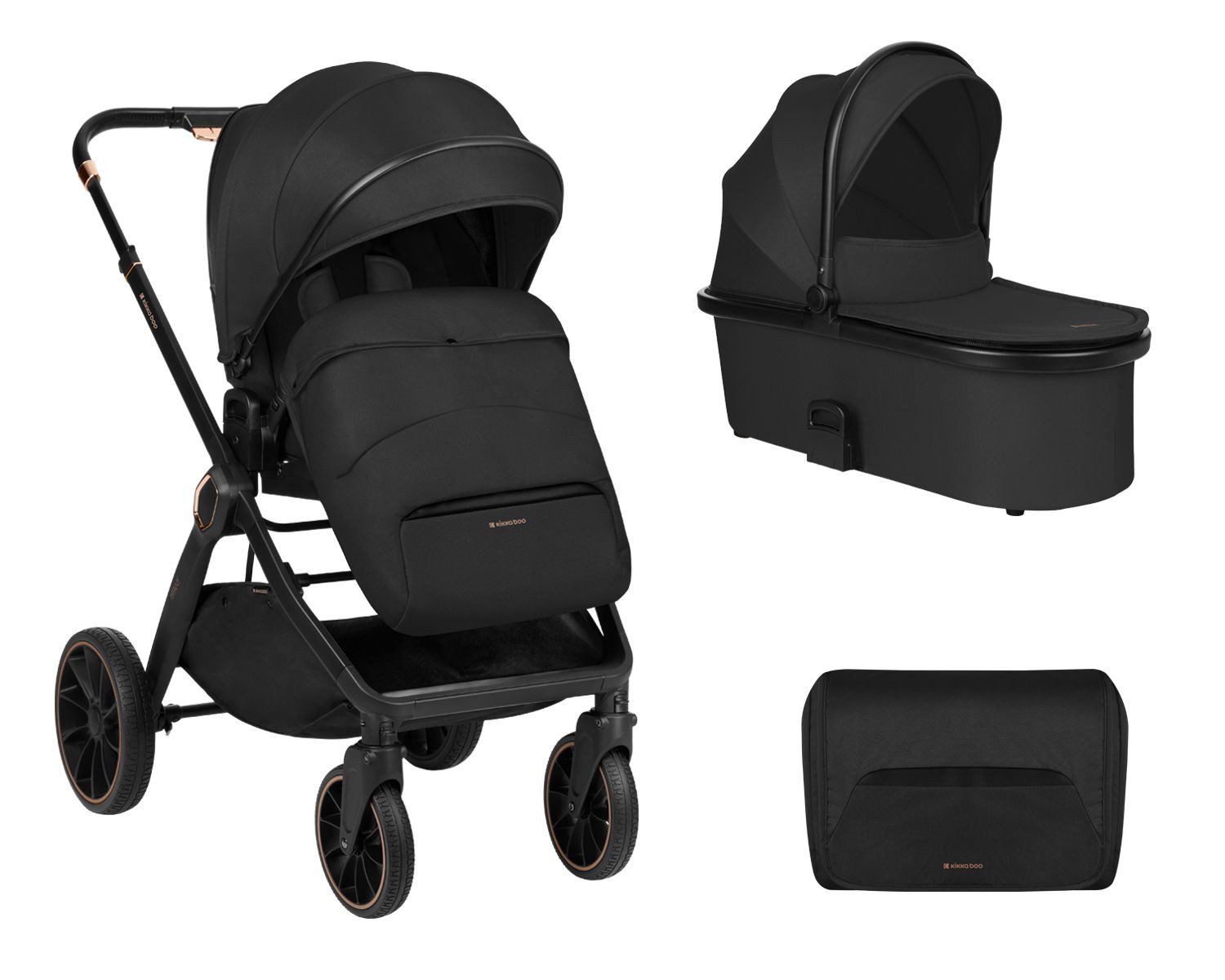 Kikkaboo Kombi-Kinderwagen Коляски Tiffany 2 in 1, Babywanne, Sportsitz, Wickeltasche, PU-Räder