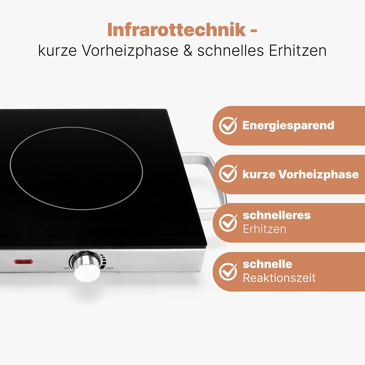 ProfiCook Doppelkochplatte PC-DKP 1211, Kratzfeste Glaskeramik, 2800 W, Energiesparend