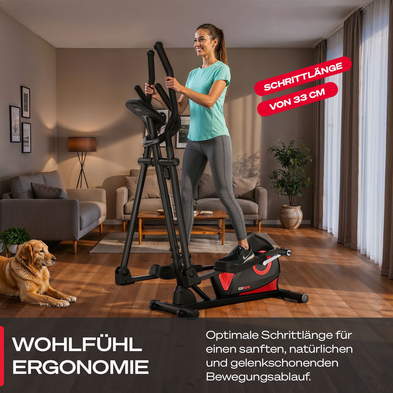 Sportstech Crosstrainer CX608, 8 Widerstandsstufen, LCD- Display, 10kg Schwungmasse, max. 120kg