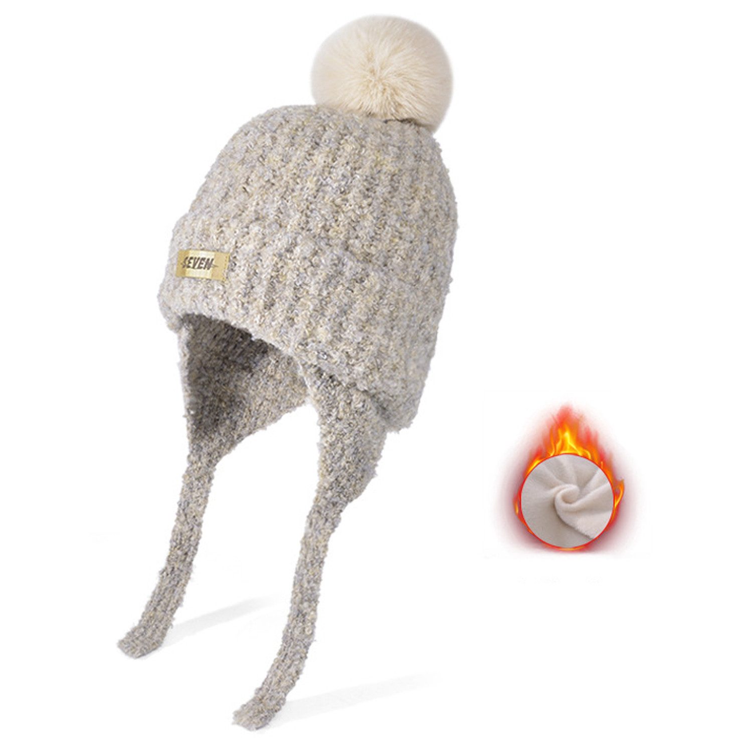 Refttenw Beanie Plüsch Strickmütze, Kälteschutz Plüschmütze, Wintermütze