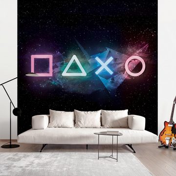 Bilderdepot24 Fototapete Controller Galaxie Neon Art Gamer schwarz moderne Wanddeko XXL, Glatt, Matt, (Vliestapete inkl. Kleister oder selbstklebend), Jugendzimmer Gaming Zimmer Tapete Wohnzimmer Vliestapete Wandtapete