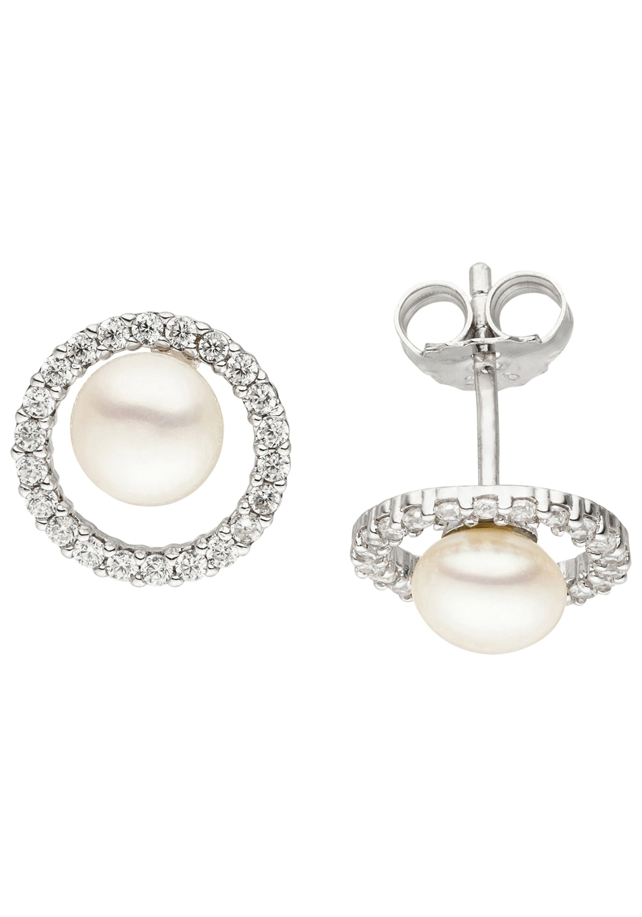 JOBO Paar Ohrstecker, 925 Silber mit Sü...