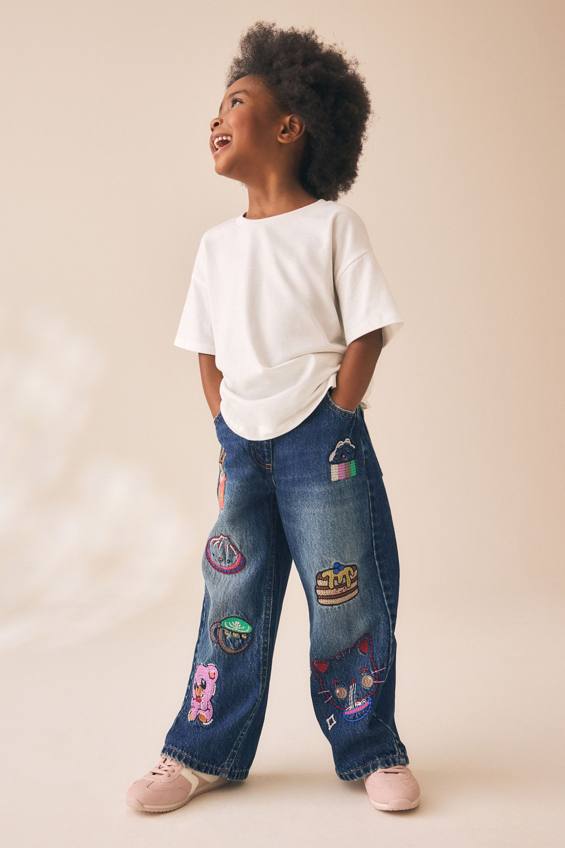 Next Weite Jeans Bestickter Jeans mit weitem Bein (1-tlg) – Bild 5 von 5