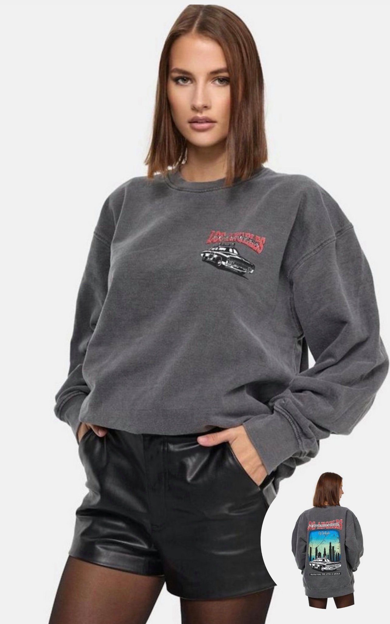 Worldclassca Longsweatshirt Worldclassca Damen Oversized Sweatshirt Sweater Bedruckt Langarmshirt