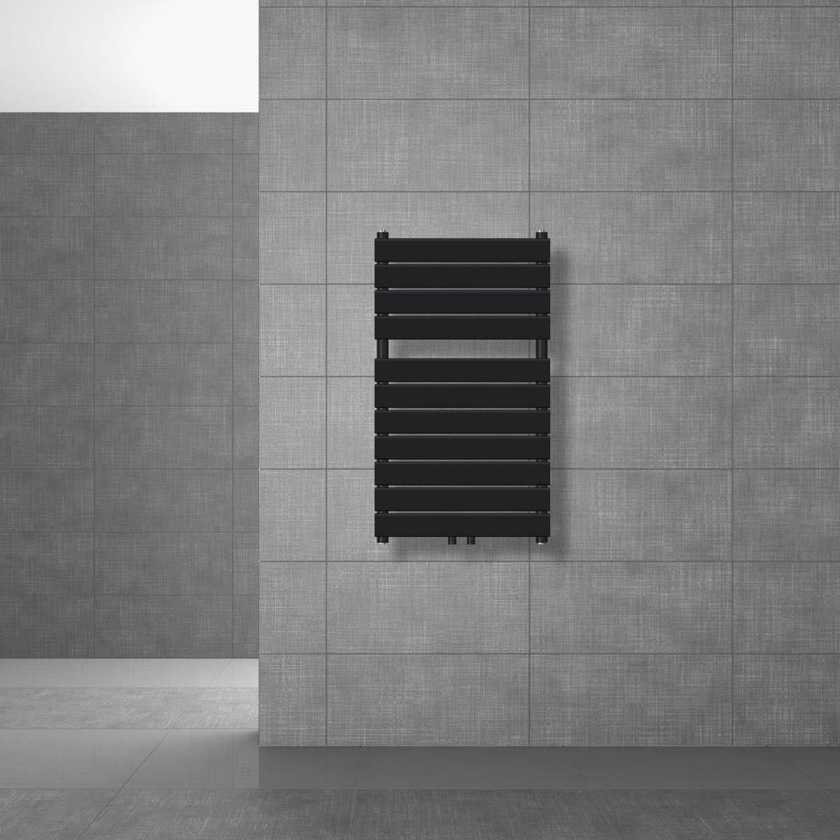 LuxeBath Badheizkörper Designheizkörper Badheizkörper Steam Handtuchheizkörper, Schwarz 500x800mm mit Montagematerial