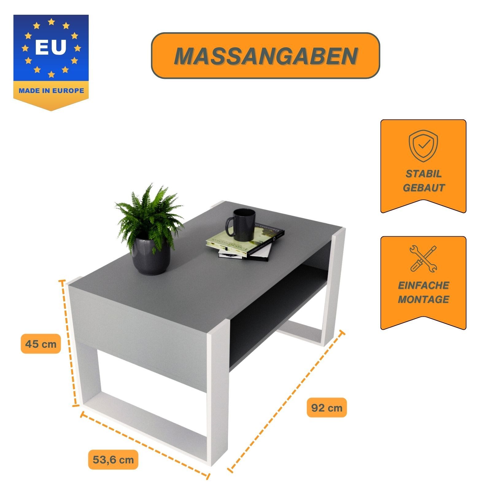 CraftPAK Couchtisch Wohnzimmer Tisch für Couch günstig online kaufen