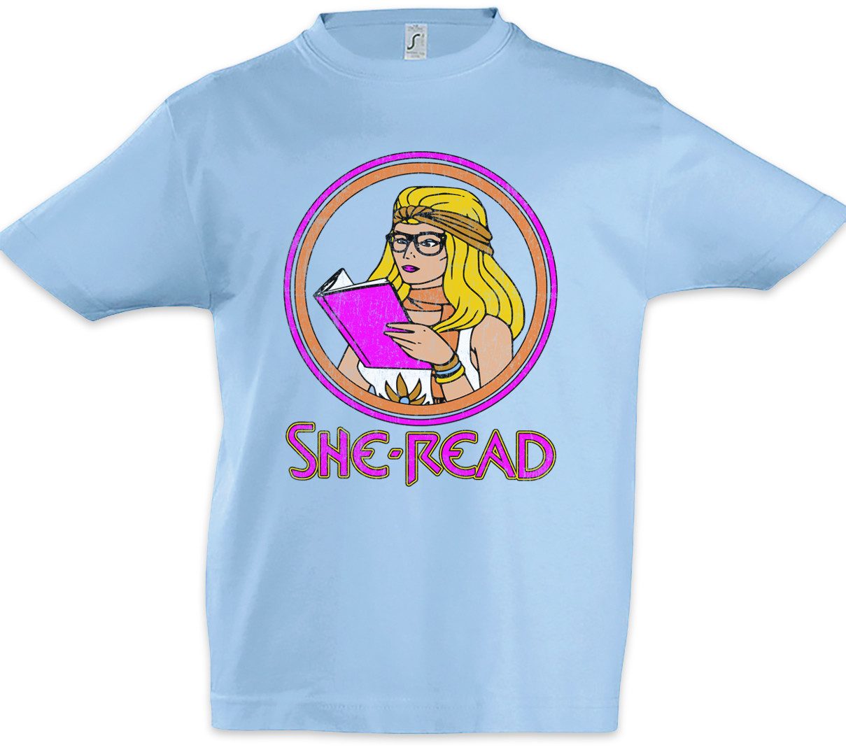 Print-Shirt She Reads Kinder T-Shirt He Universe Ra Retro Eighties Man Sword Power