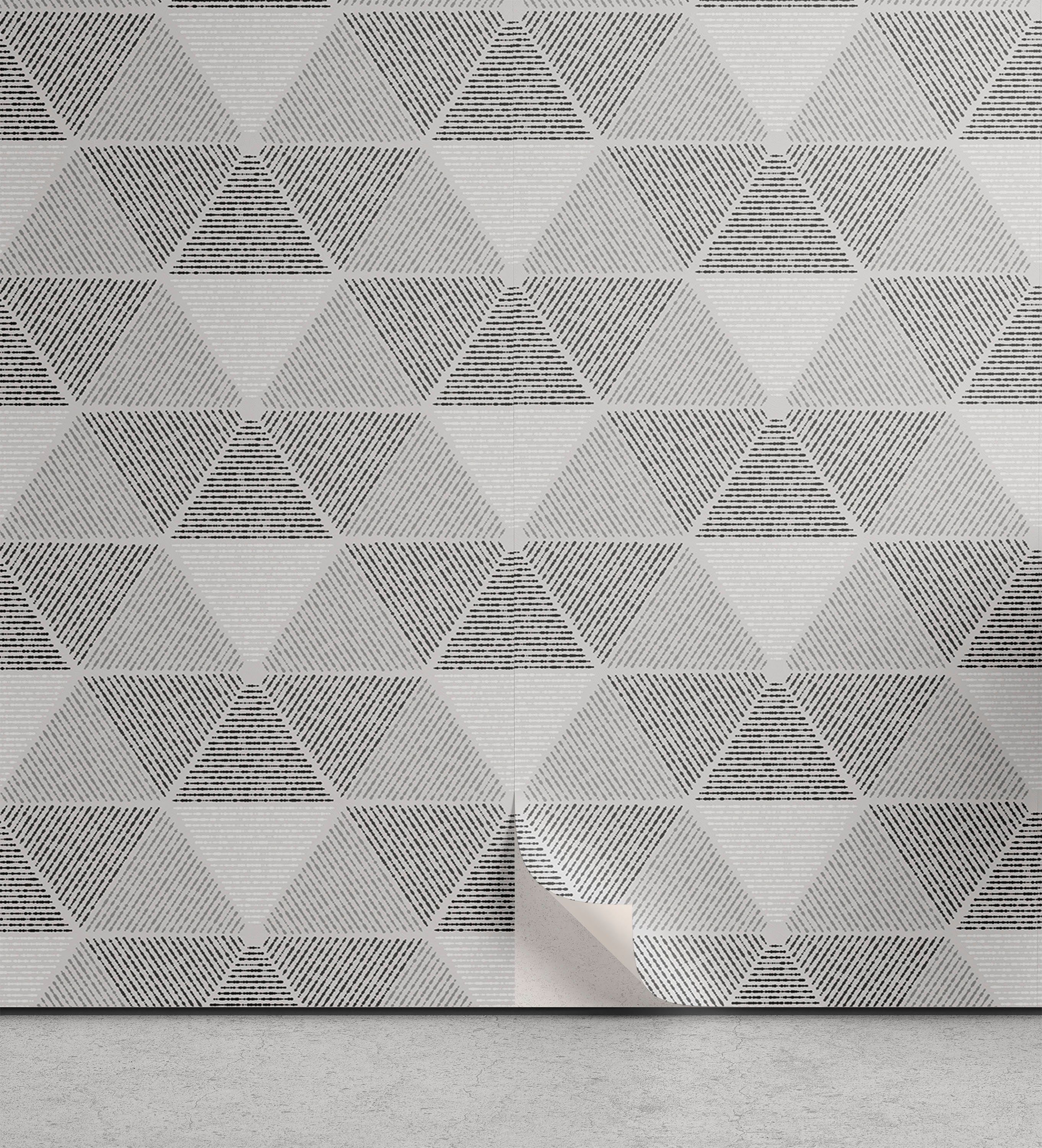 Abakuhaus Vinyltapete selbstklebendes Wohnzimmer Küchenakzent, Geometrisch Grungy Graustufen-Töne