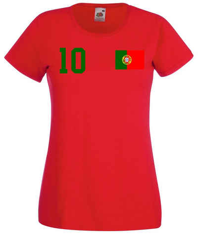Youth Designz T-Shirt Portugal Damen T-Shirt im Fußball Trikot Look mit trendigem Motiv