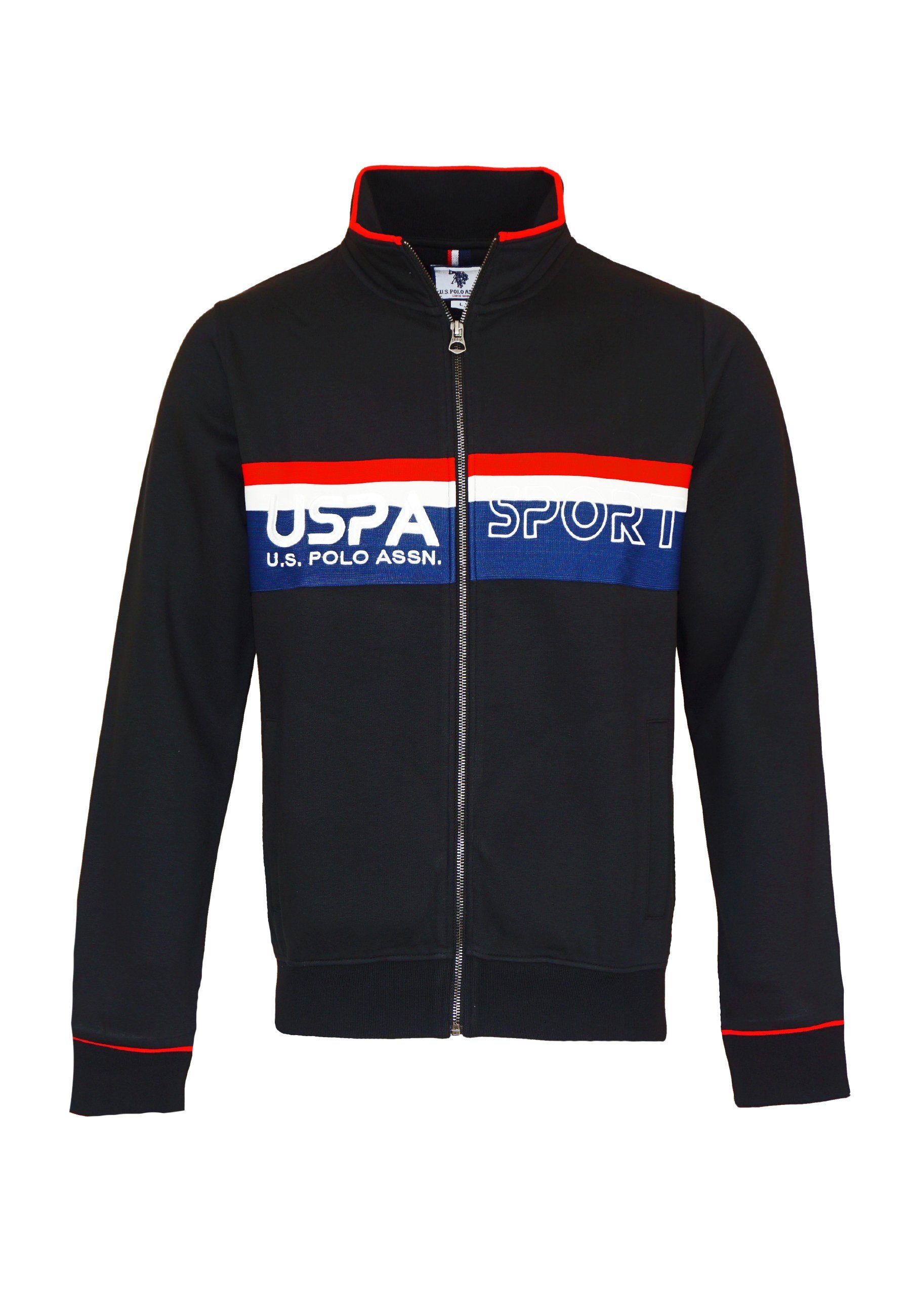 schwarz Assn USPA (1-tlg) Jacke Sweatjacke Sweatjacke U.S. Sport Polo