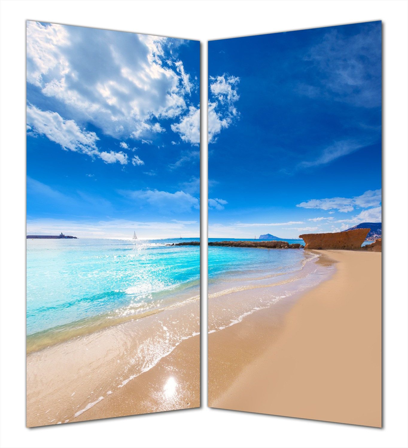 Wallario Duschrückwand Traumstrand unter blauem Himmel, günstig online kaufen