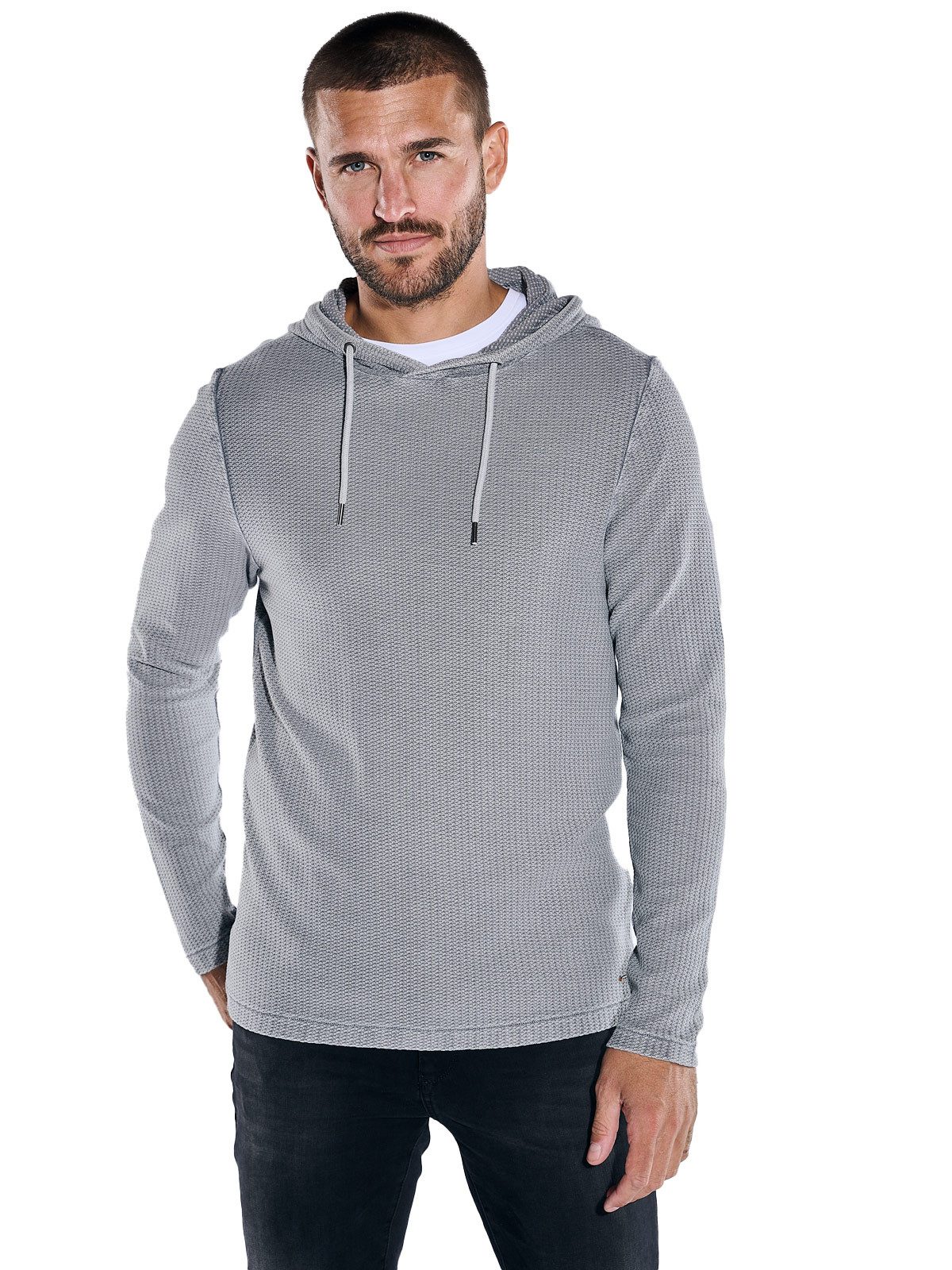 emilio adani Kapuzenshirt emilio adani Herren Langarm-Shirt slim fit, Grau