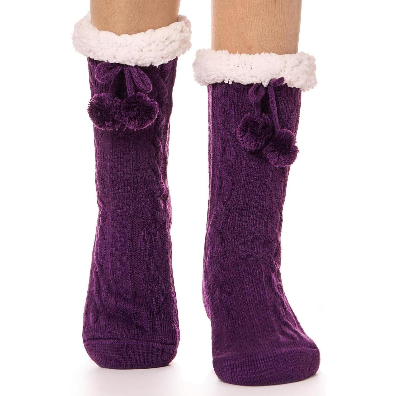 LuxusKollektion Kuschelsocken Kuschelsocken Damen Lila Rutschfest