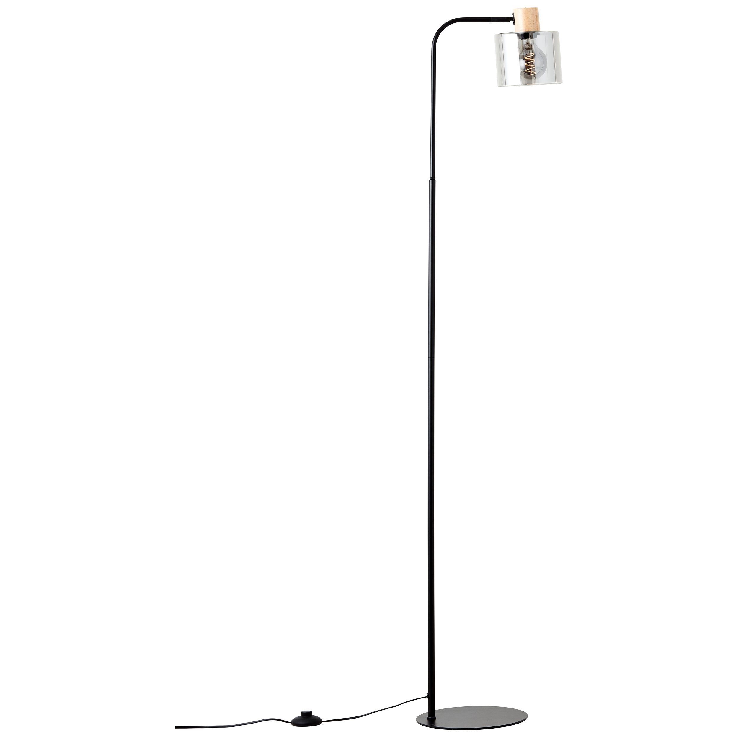 Brilliant Stehlampe Weald, ohne Leuchtmittel, Höhe 160 cm, E27, Metall/Glas/Holz, schwarz/rauch/holz