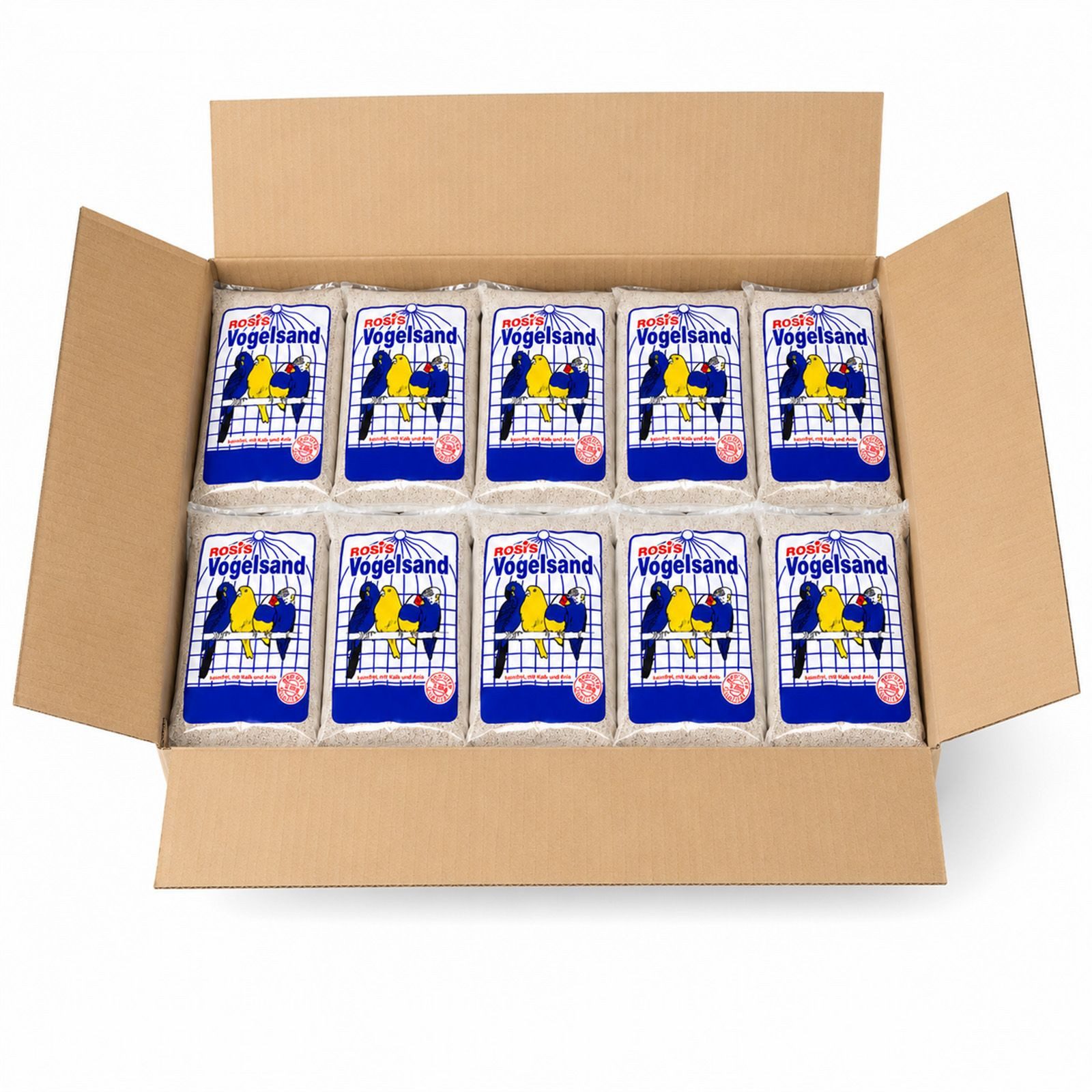 BURI Badesand 10x Rosi´s Vogelsand 2,5kg Weiß Kalk Anis Haustier Vogelkäfig Einlage