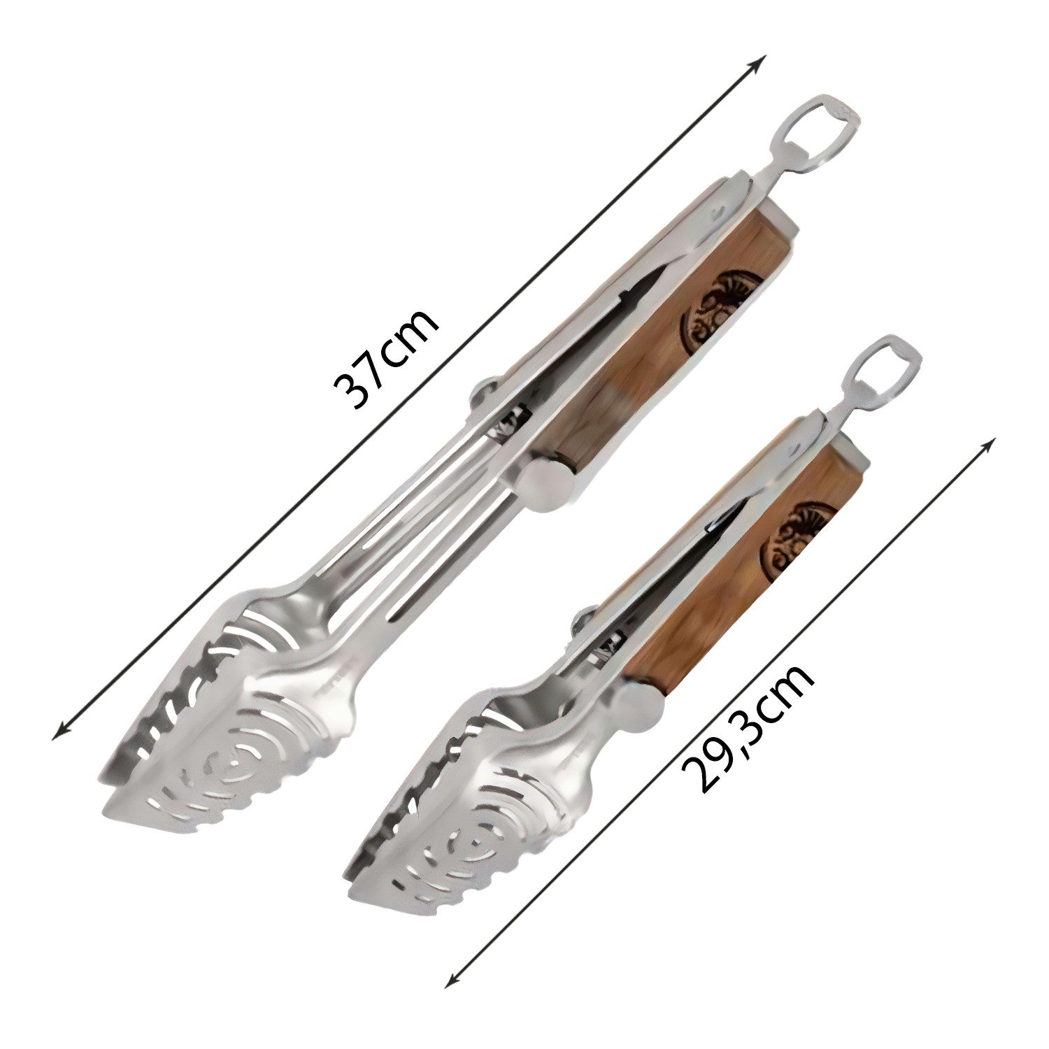 Petromax Grillzange Teleskop Grillzange (von 29 - 37 cm) mit Flaschenöffner, und Grillrostheber aus Edelstahl