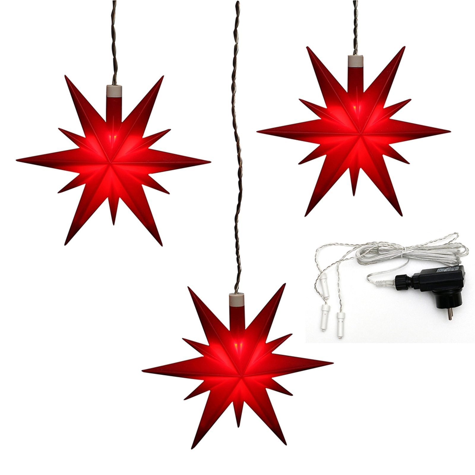 Outdoor SIGRO Weihnachtsstern (3-tlg) Rot Set Christbaumschmuck 3er