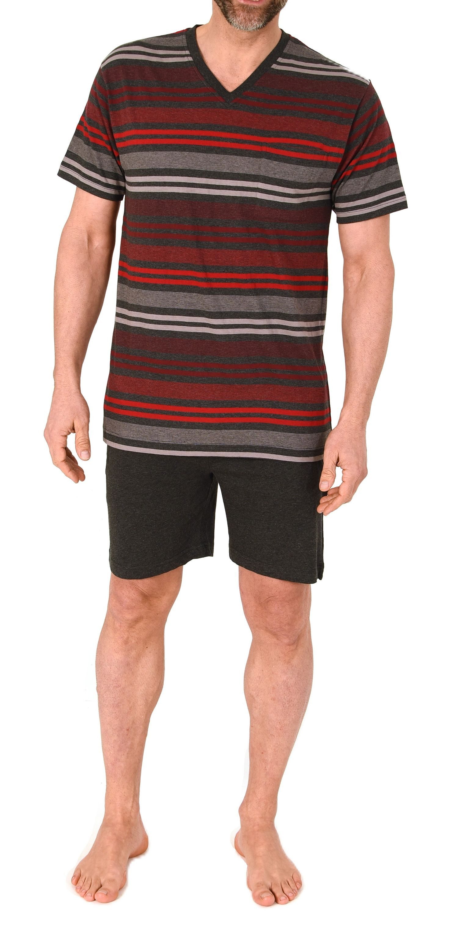 Pyjama Herren kurzarm Schlafanzug Shorty Streifenlook - auch in Übergrößen