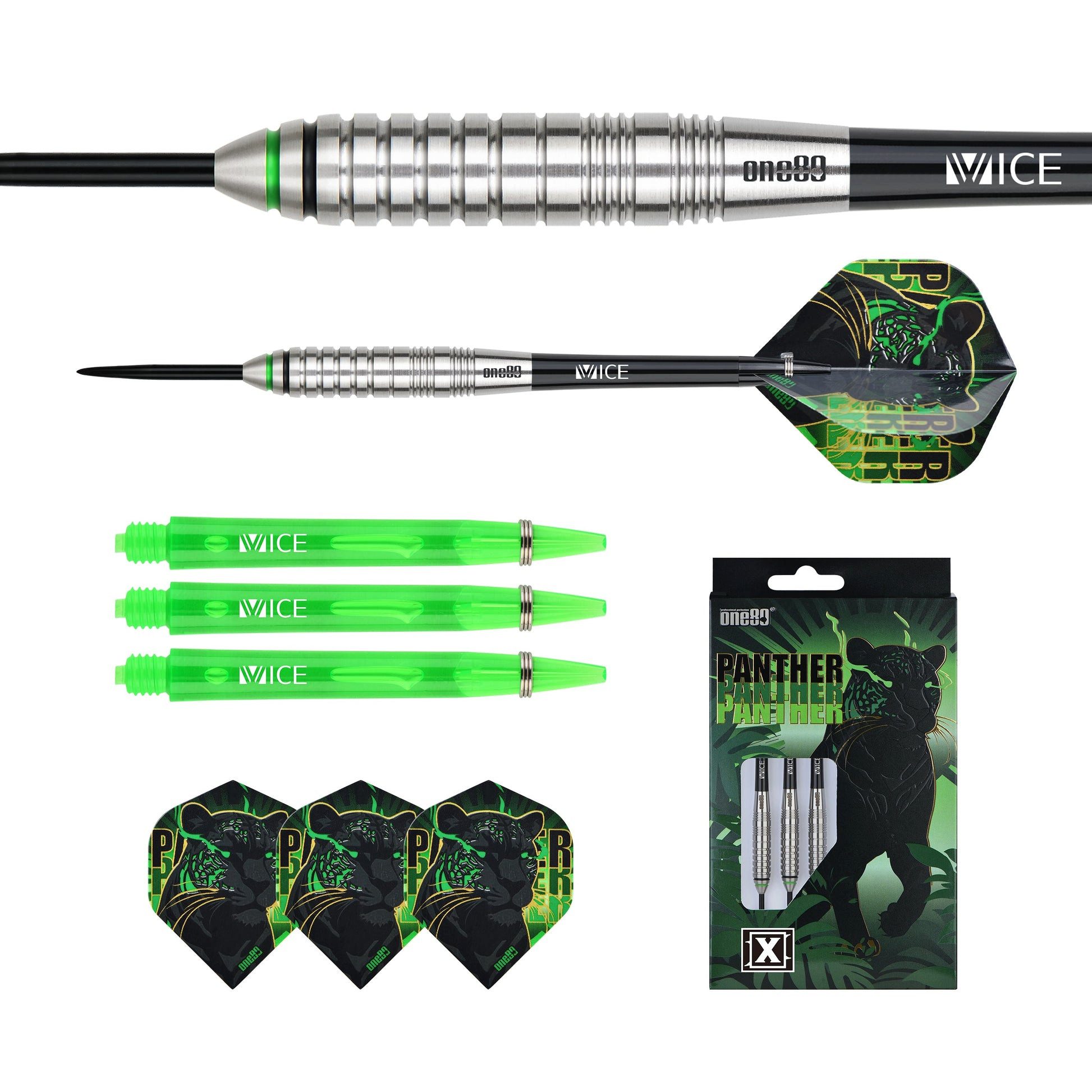 one80 Dartpfeil Steeldart Panther-X 80% Steel Tip 23g Tungsten, Die griffige Struktur unterstützt eine wiederholbare Fingerposition