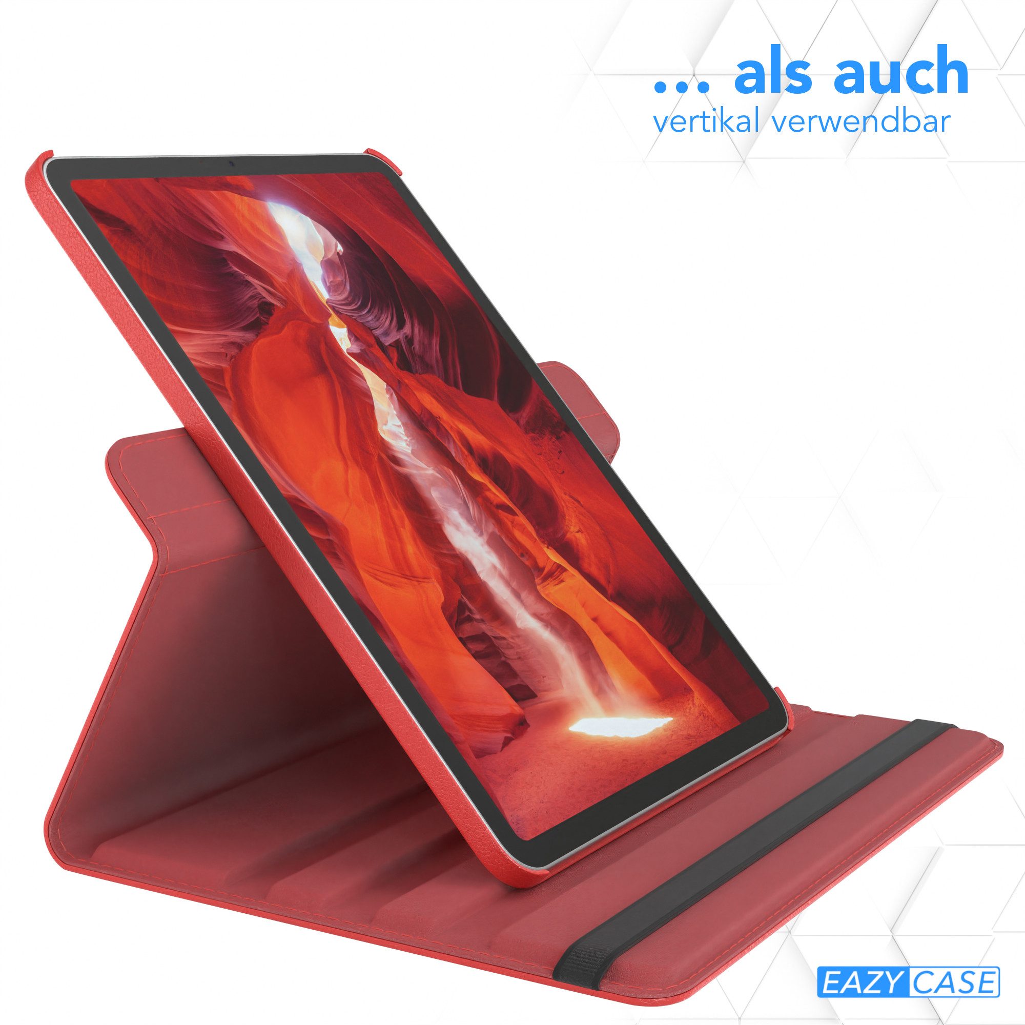 EAZY CASE Tablet-Hülle Rotation Case für iPad Pro 11" 1./2./3./4. Gen. 11 Zoll, Tabletcase Flipcover Smart kratzfest Hülle aufstellbar drehend Rot – Bild 5 von 5