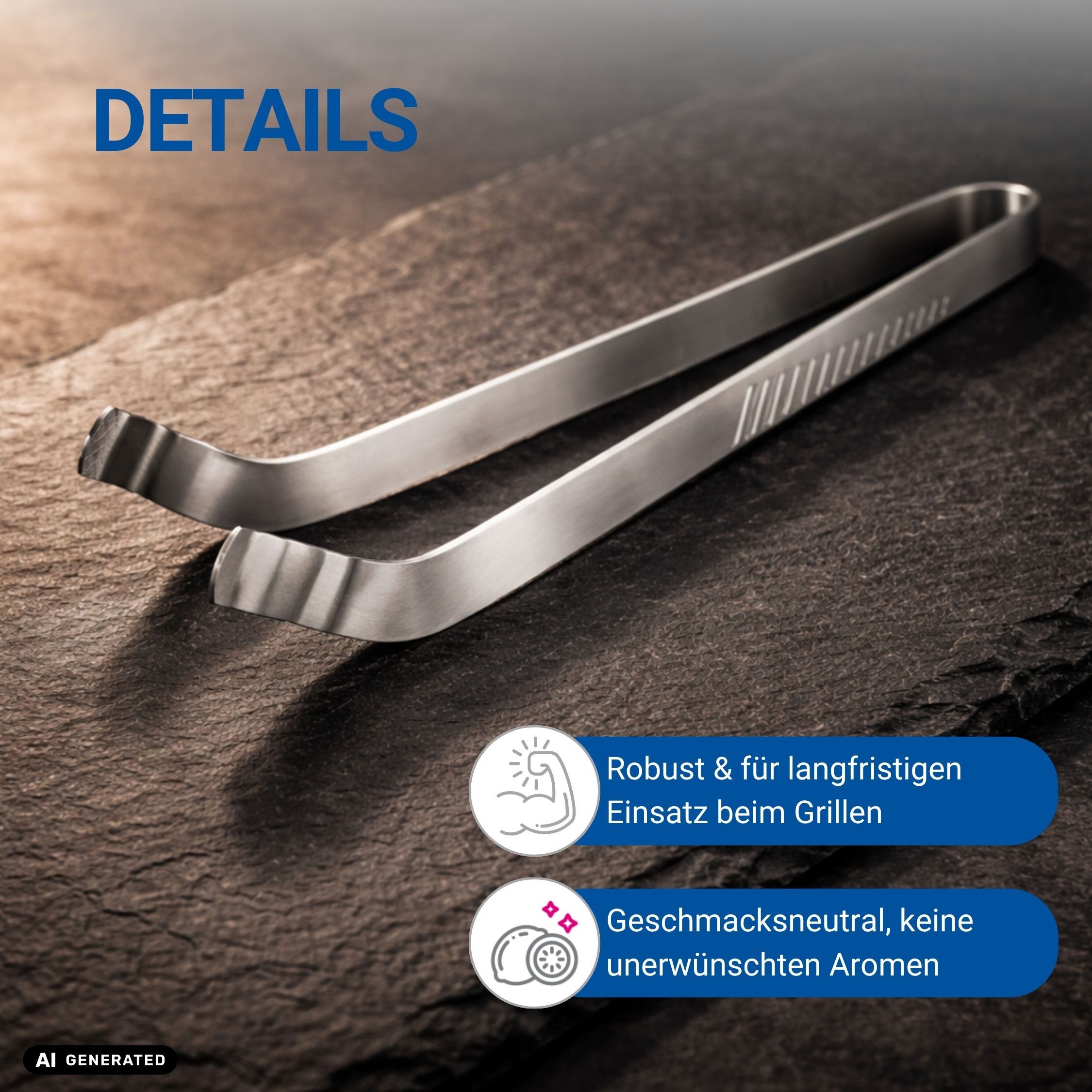 elasto Grillzange Grillzange aus Edelstahl 35 cm BBQ Grillzubehör robust – Bild 2 von 5