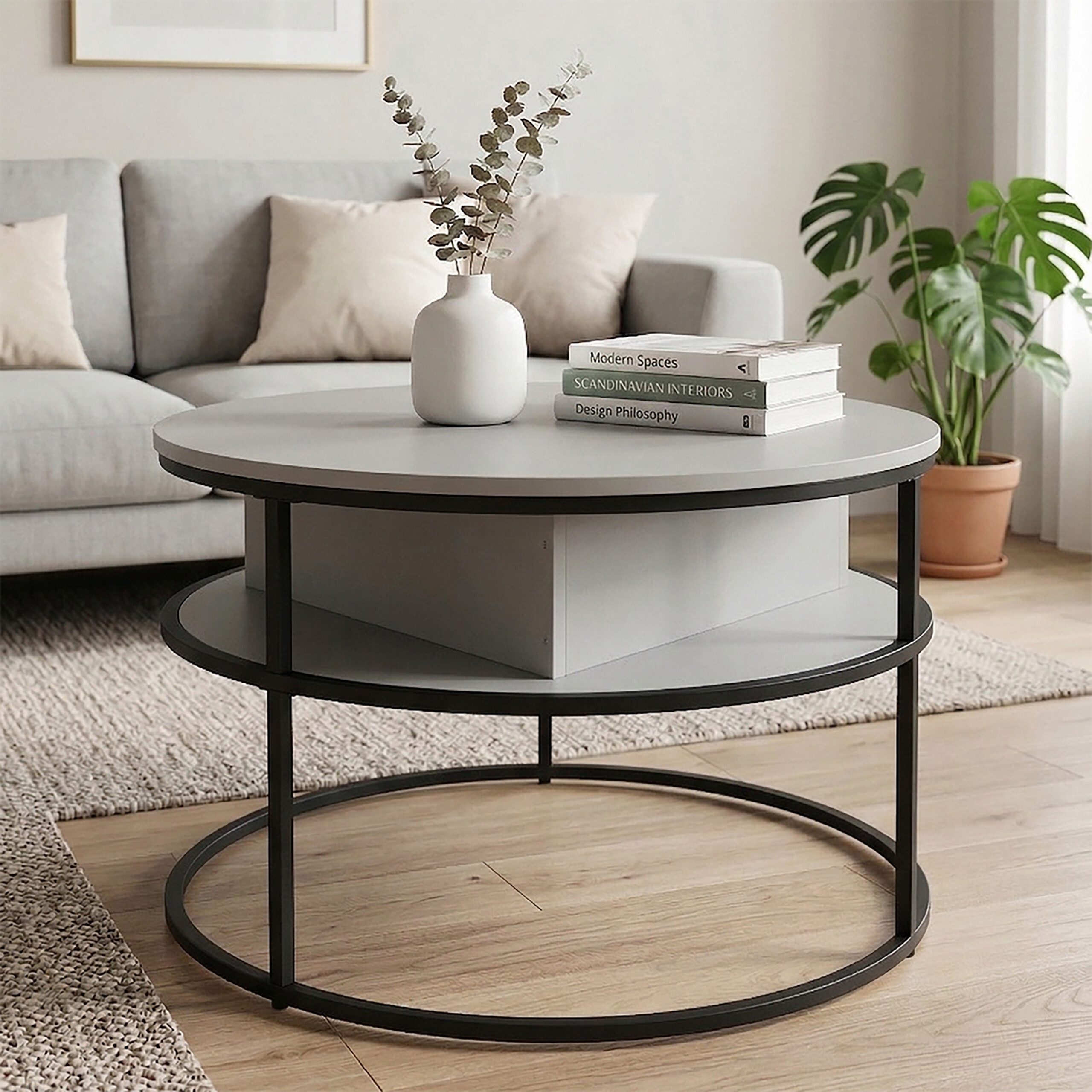 relaxdays Couchtisch mit Hebeplatte & Stauraum, grau