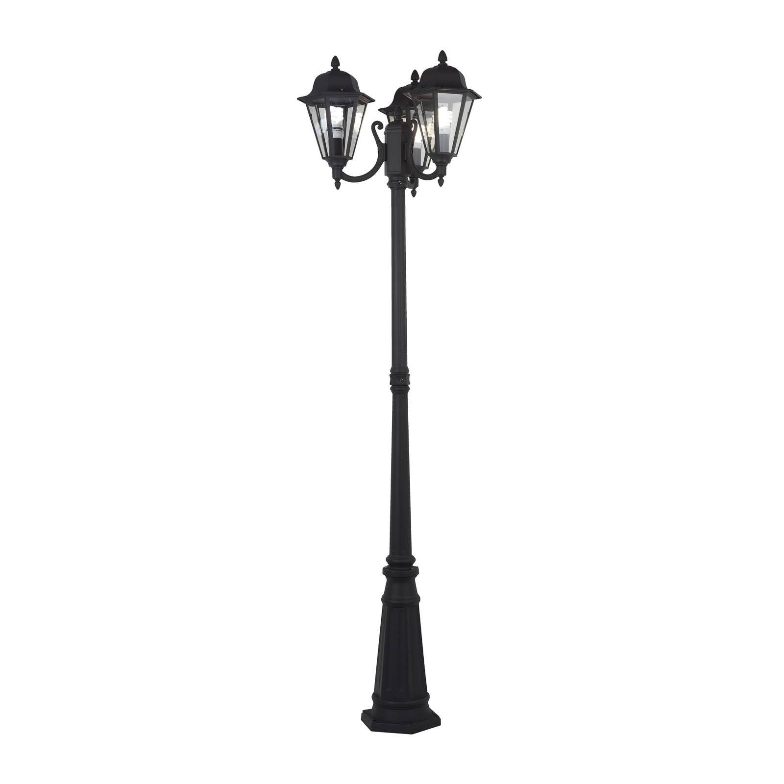 Lindby Außen-Stehlampe Edana, Metall, Schwarz IP44, 3 x 60 W