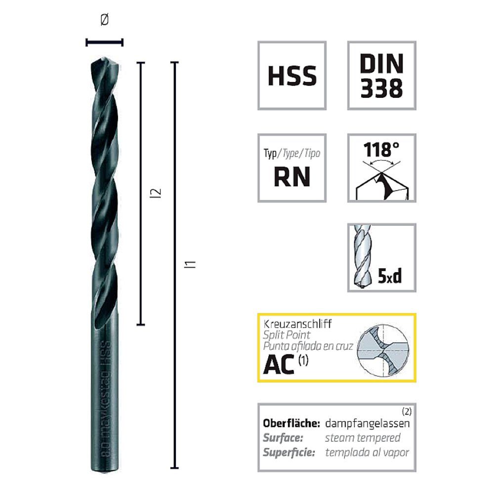 mm HSS 93 Metallbohrer 33 Gesamtlänge 5.8 DIN 0060100580100 mm Spiralbohrer Alpen Alpen